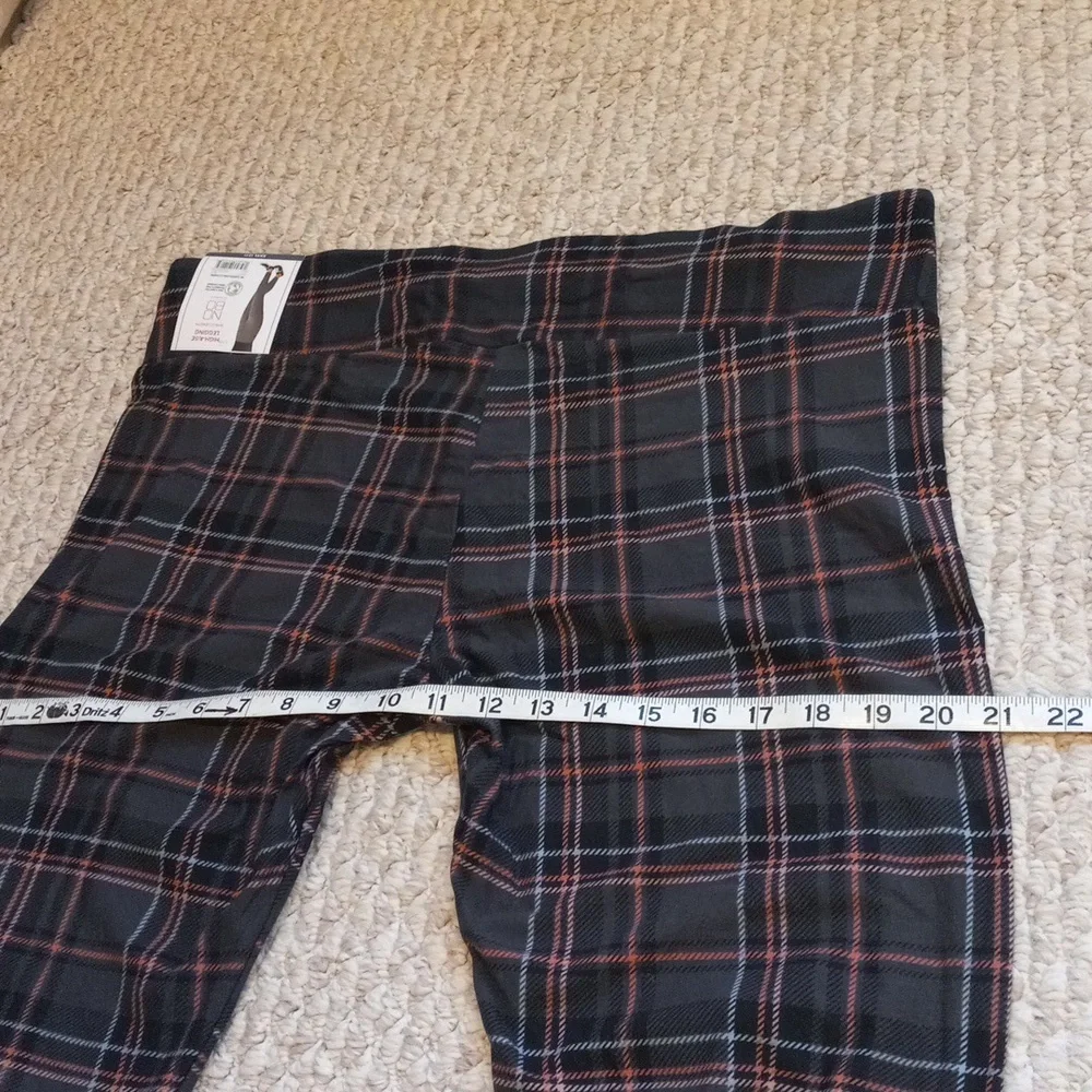 Women’s XXXL Black Plaid Leggings High Waisted Stretchy Skinny Pants for Casual